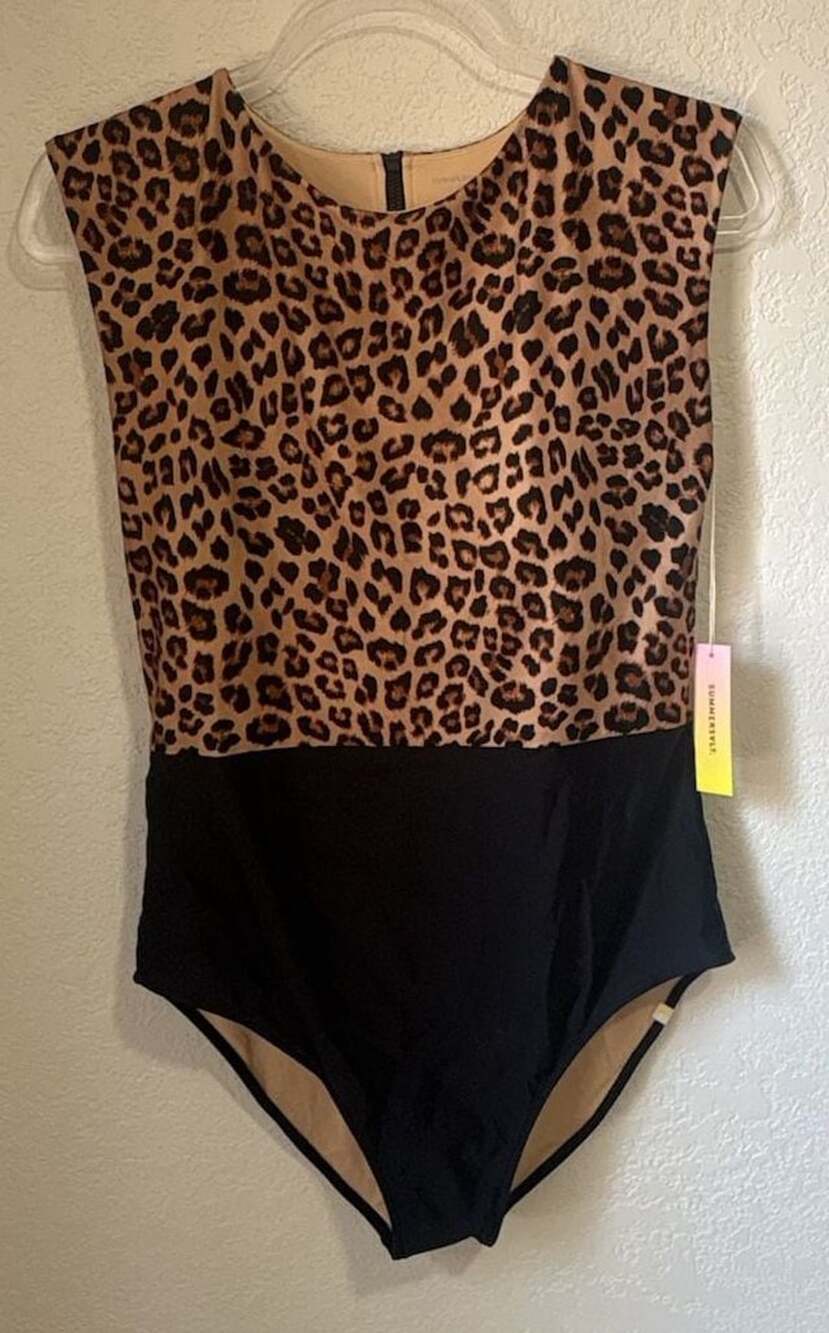 Summersalt The Surf One-Piece Swimsuit Leopard and Black